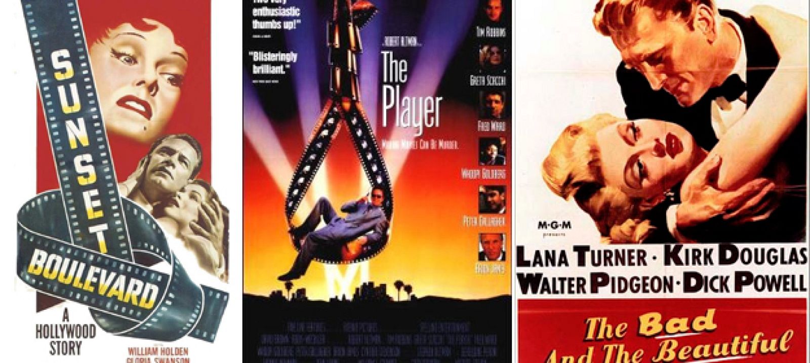 Carteles de 'El crepúsculo de los dioses', 'El juego de Hollywood' y 'Cautivos del mal'