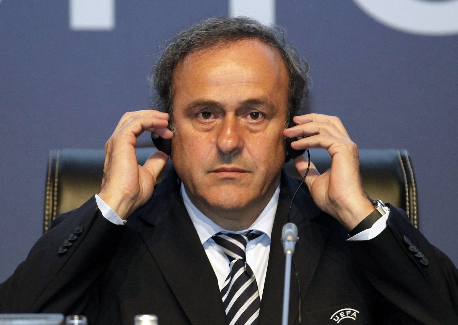 UEFA President Platini attends a news conference after the 36th Ordinary UEFA Congress
