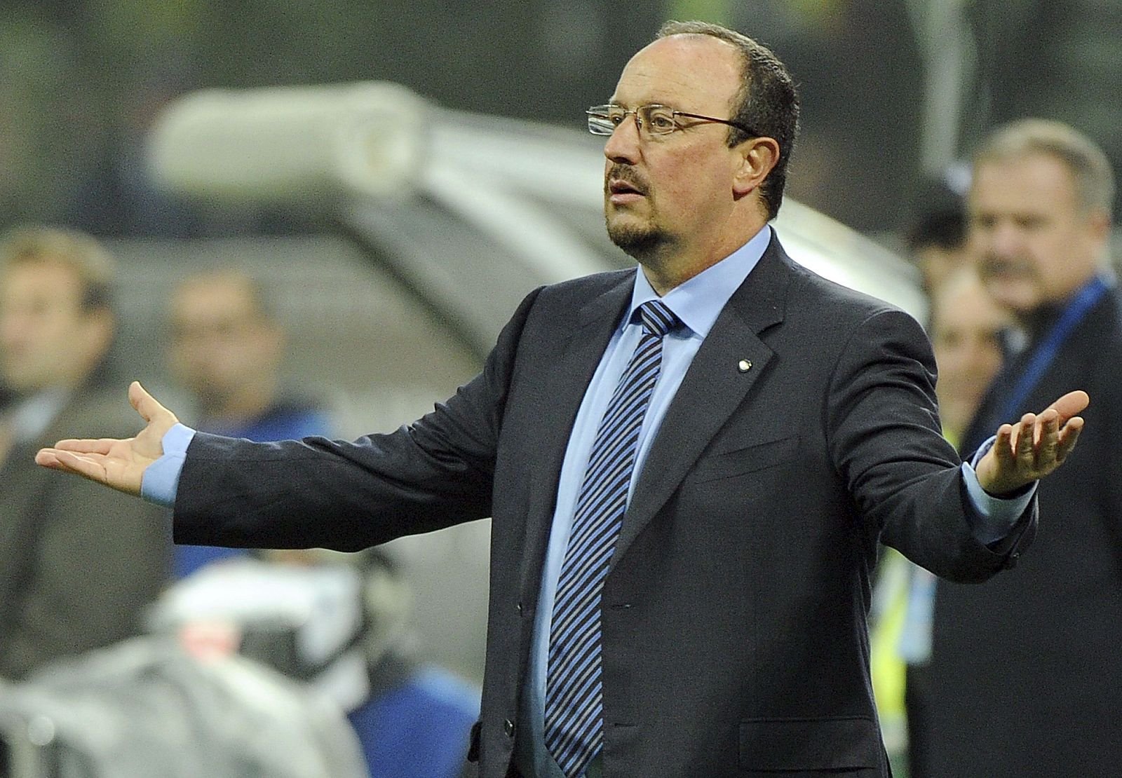 Rafael Benítez durante un partido de la liga italiana como técnico del Inter de Milan.