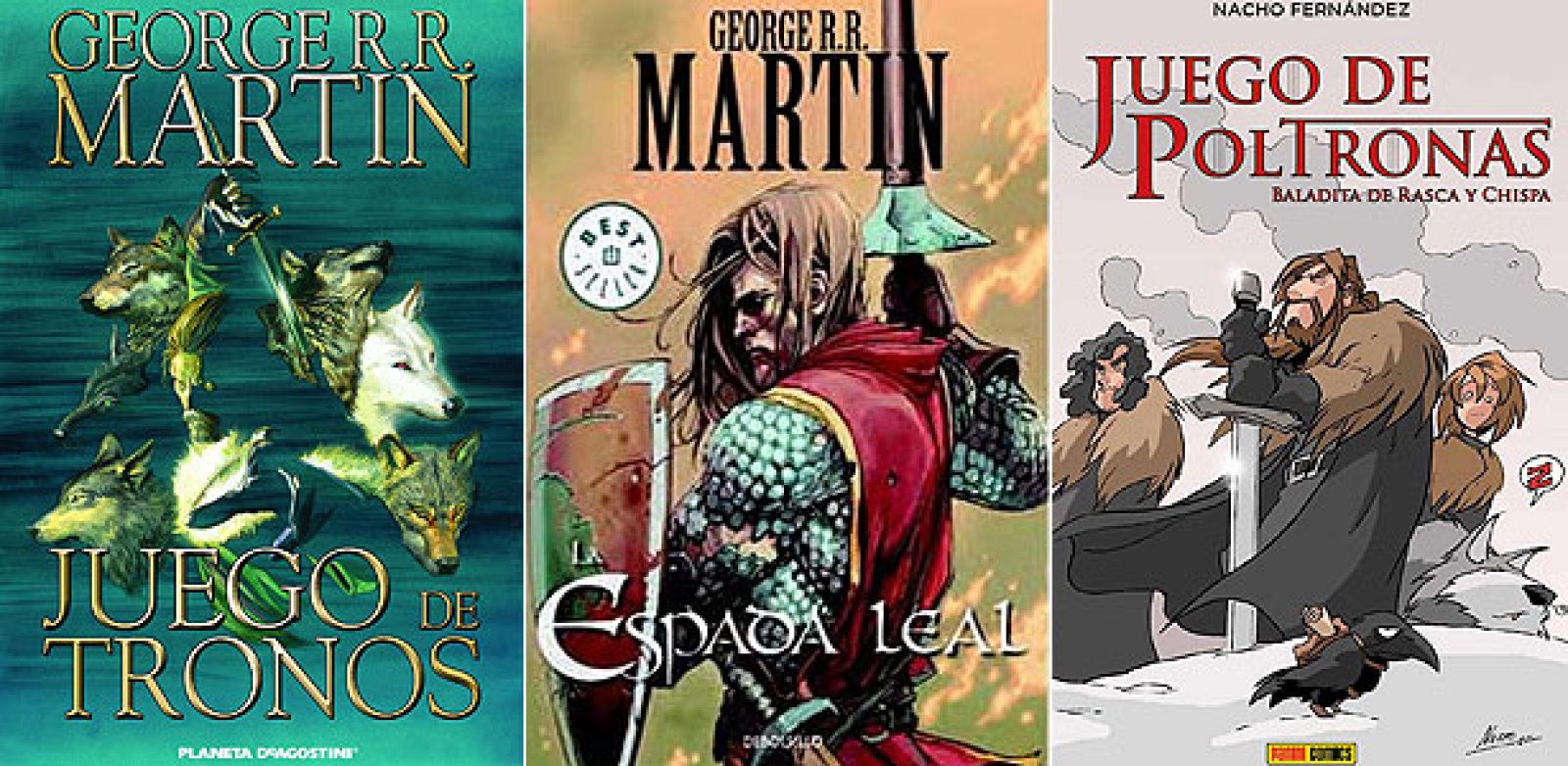 Portadas de 'Juego de tronos', 'La espada leal' y 'Juego de poltronas'