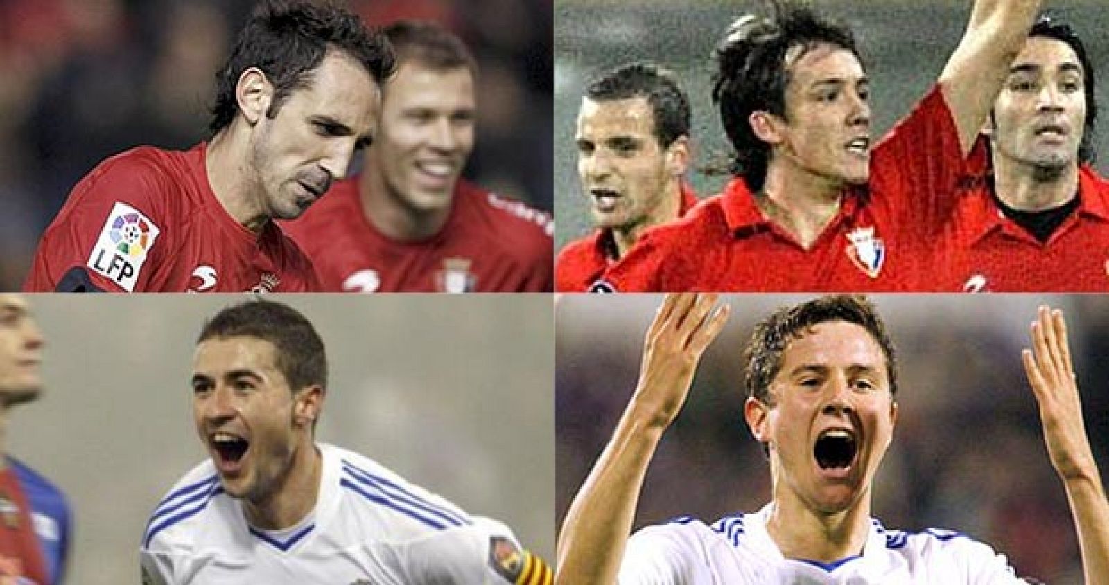 Juanfran y David López, en su etapa osasunista, y Gabi y Ander Herrera, durante su tiempo zaragocista.