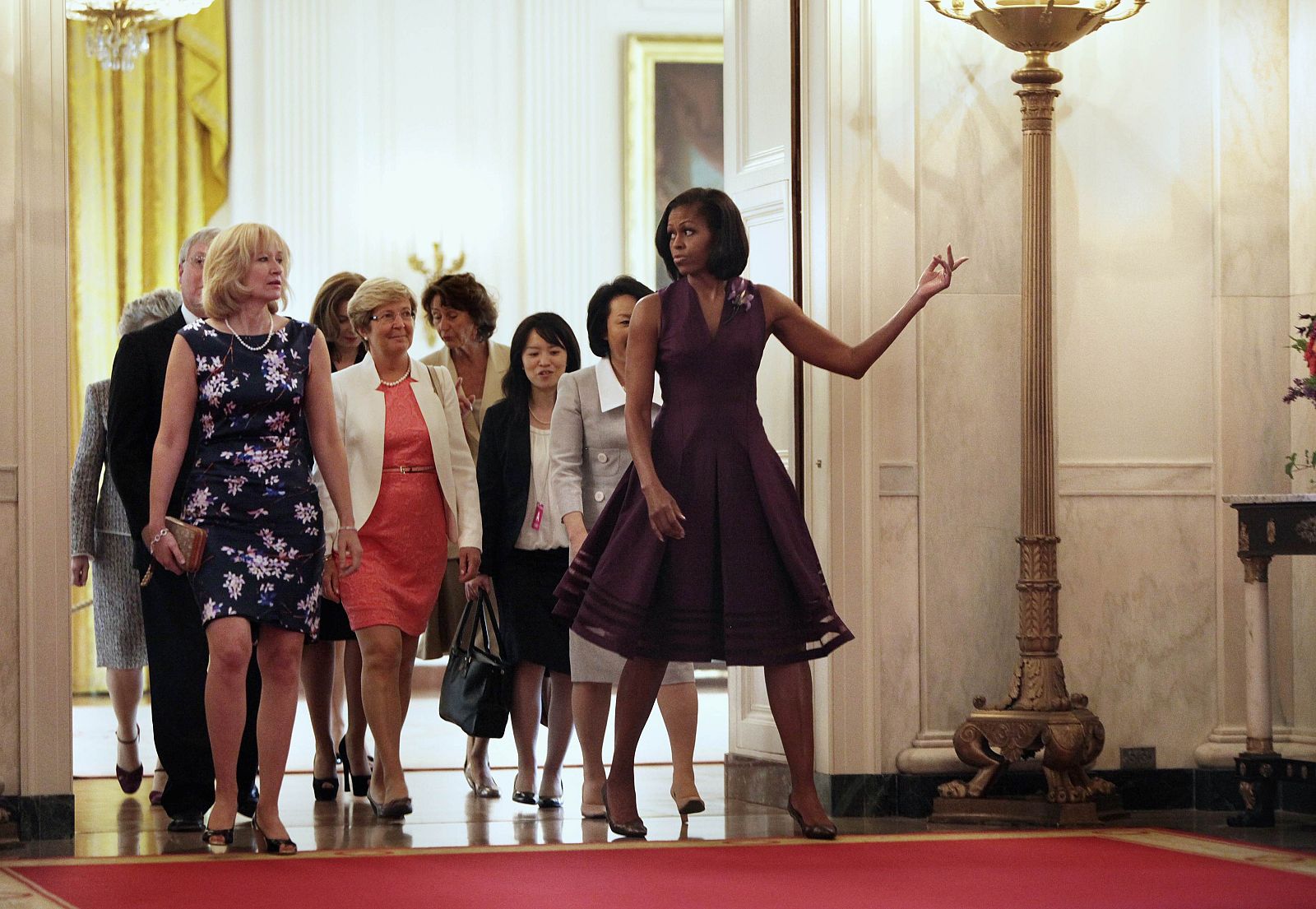 U.S. First Lady Michelle Obama hosts G-8 Summit leaders' spouses on a tour of the White House in Washington