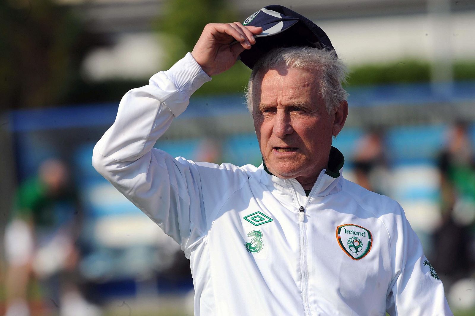 El seleccionador de Irlanda, el italiano Giovanni Trapattoni, durante la sesión de entrenamiento de los irlandeses.