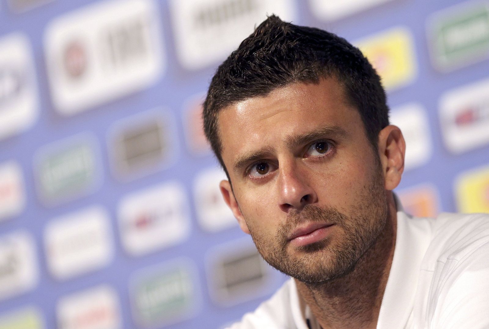 El centrocampista de la selección italiana Thiago Motta, en rueda de prensa