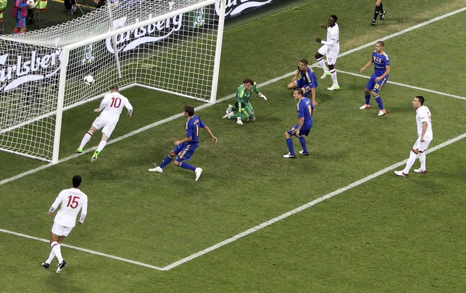 England's Rooney scores goal against Ukraine during Euro 2012 soccer match in Donetsk