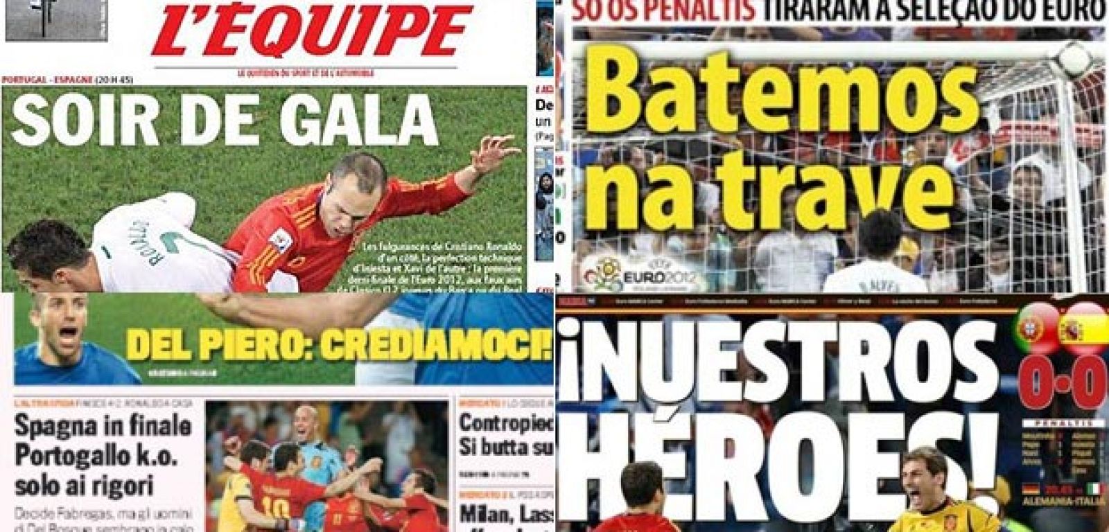 Los lusos, orgullosos y apenados. Los españoles, con sus 'héroes'. Y los franceses, con la vena poética: 'Noche de gala', dice L'Equipe.