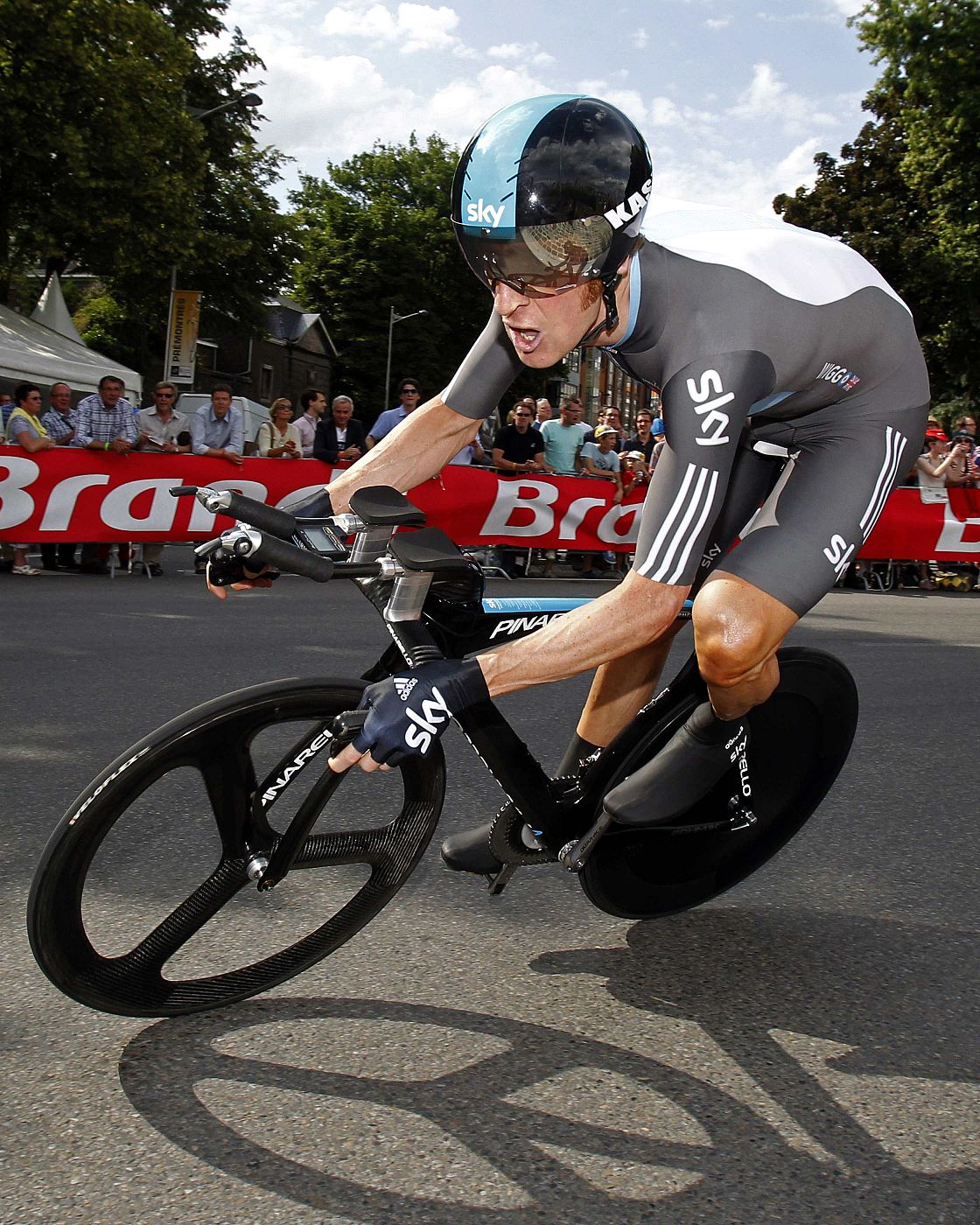 Bradley Wiggins durante la crono de Lieja.