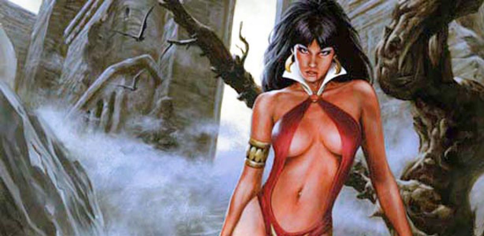 Fragmento de la portada del número 2 de 'Vampirella', de Jusko