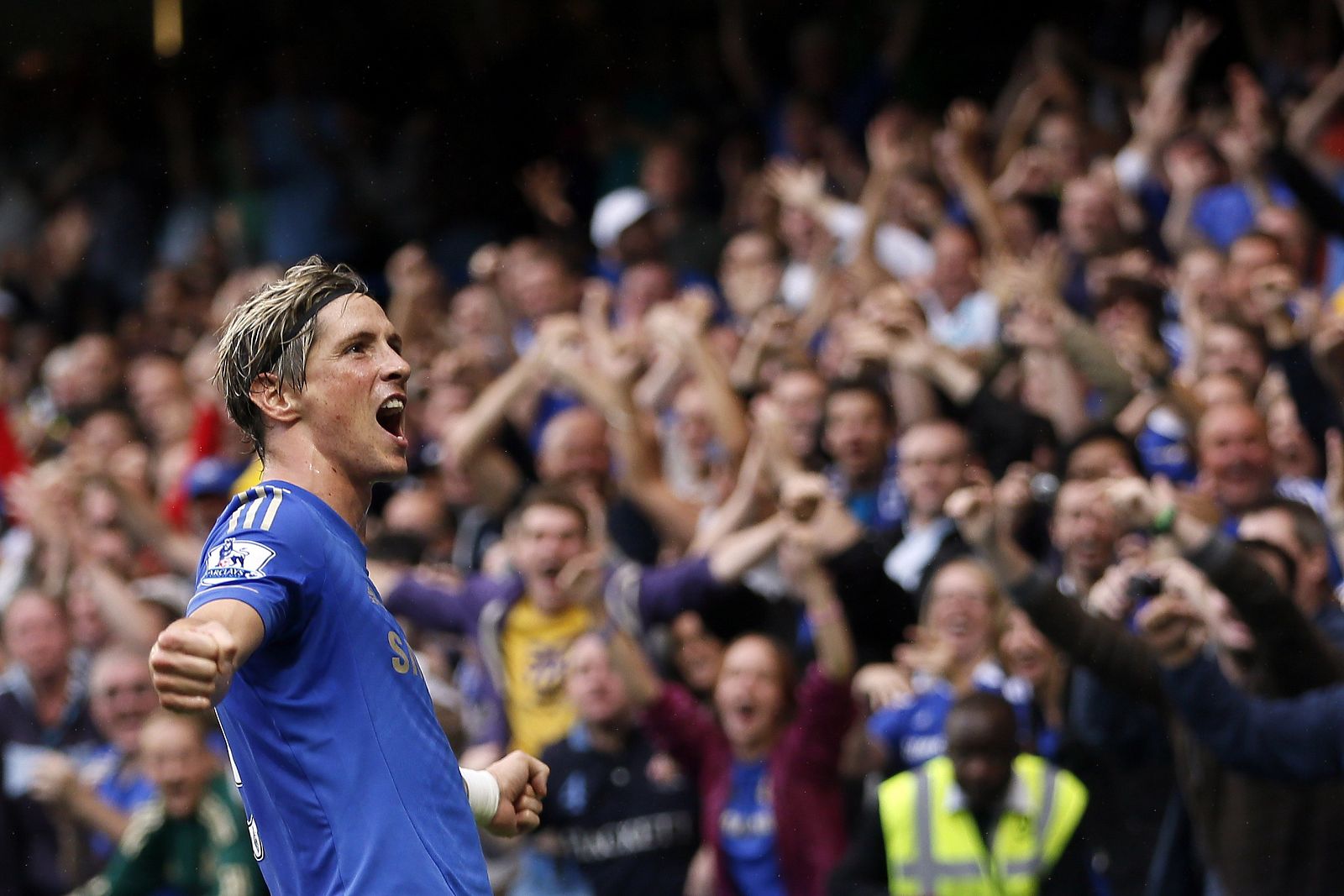 El delantero del Chelsea, Fernando Torres, celebra su gol ante el Newcastle.
