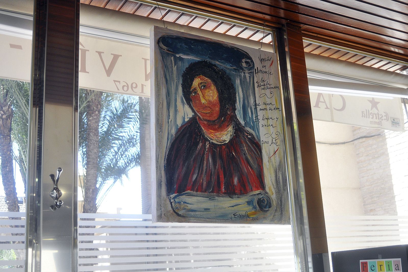 UN PINTOR MURCIANO PINTA UN ECCEHOMO DEDICADO A LA RESTAURADORA DEL DE BORJA