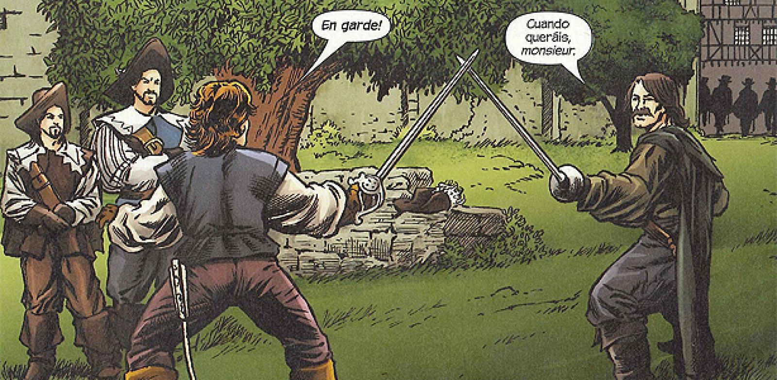 Viñeta de 'Los tres mosqueteros', de Alejandro Dumas, Roy Thomas, Hugo Petrus y Tom Palmer