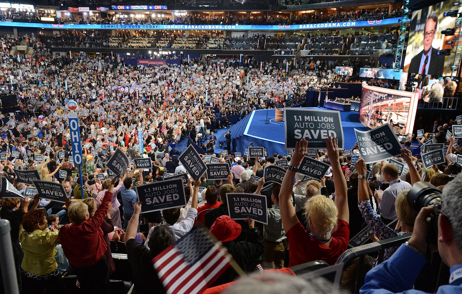 Asistentes a la convención demócrata en Charlotte, Carolina del Norte