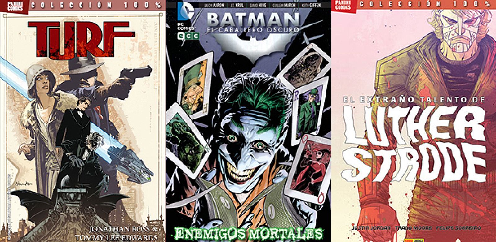 Portadas de 'Turf', 'El extraño caso de Luther Strode' y 'Batman: Enemigos mortales'