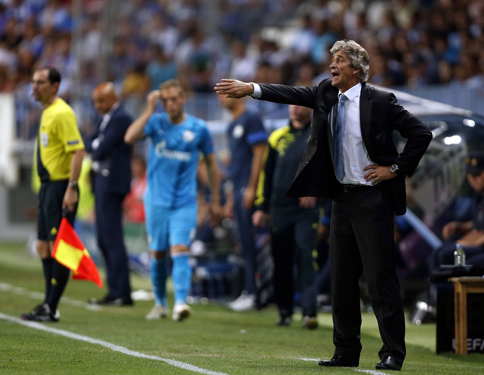 Manuel Pellegrini, entrenador del Málaga CF, en el partido ante el Zenit de San Petersburgo