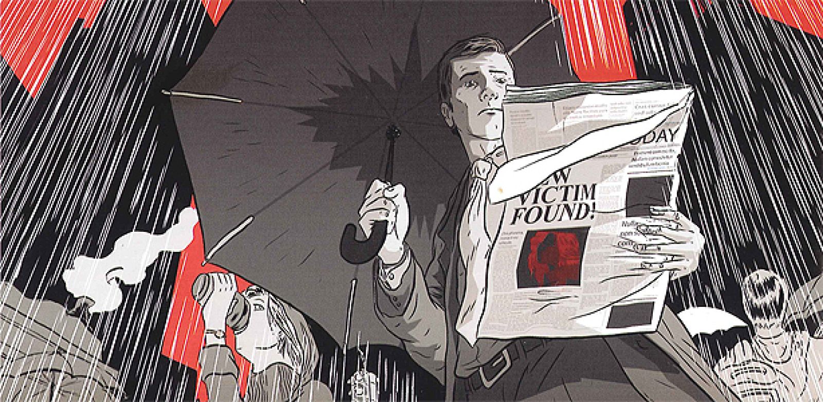 Fragmento de 'Red rain', una ilustración de Rafa Álvarez