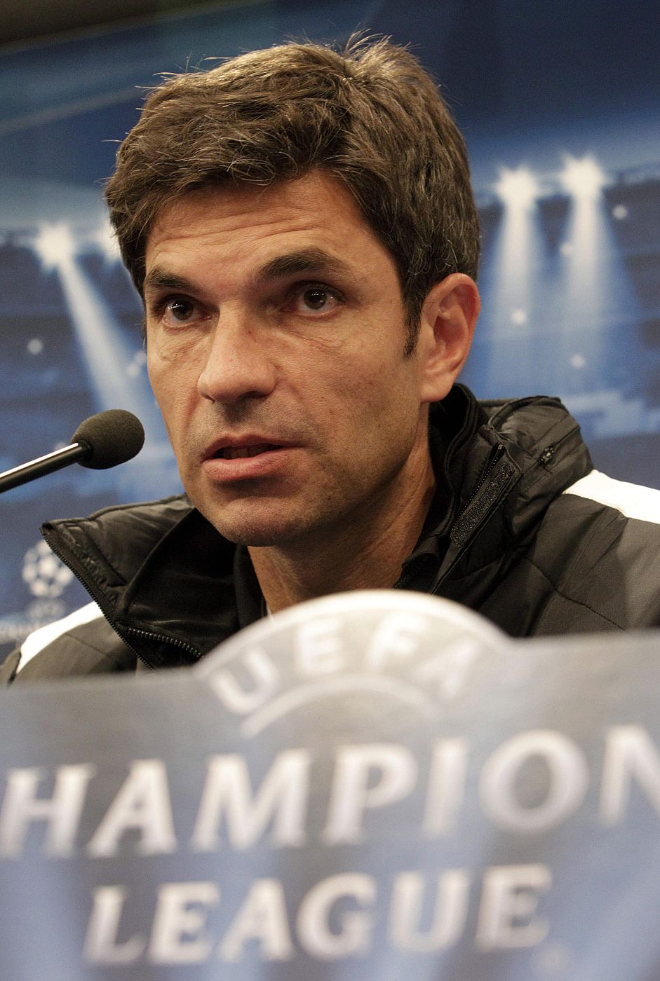 Valencia's coach Mauricio Pellegrino attends a news conference a day before his team's Champions League soccer match against Bate Borisov in Minsk