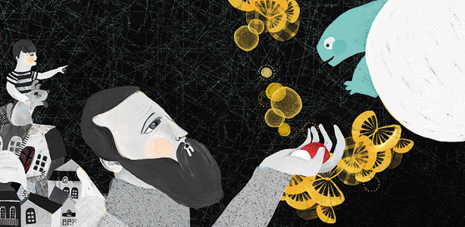 Ilustración de 'El hombre que quiso conocer a la Luna', de Elena Hormiga