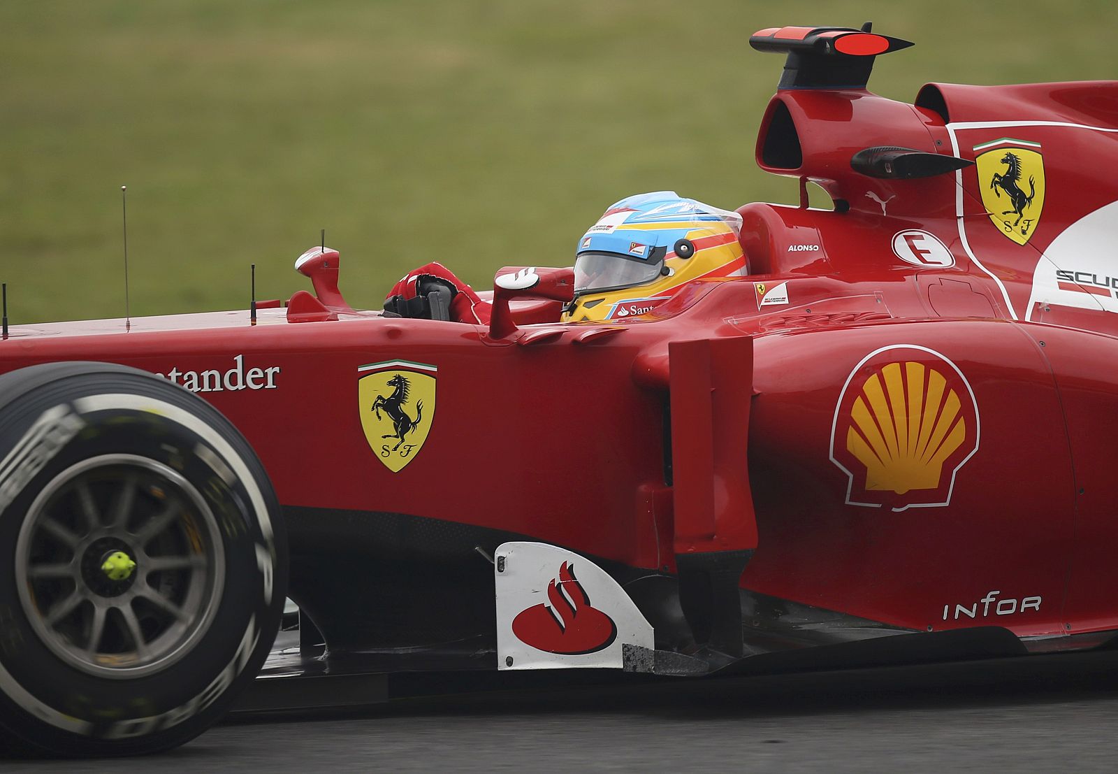 Ferrari Formula One driver Fernando Alonso of Spain drives during the Brazilian F1 Grand Prix at Interlagos circuit in Sao Paulo