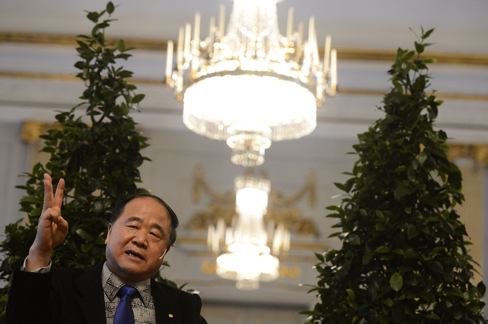 El Premio Nobel de Literatura 2012, Mo Yan, durante una rueda de prensa en Estocolmo.