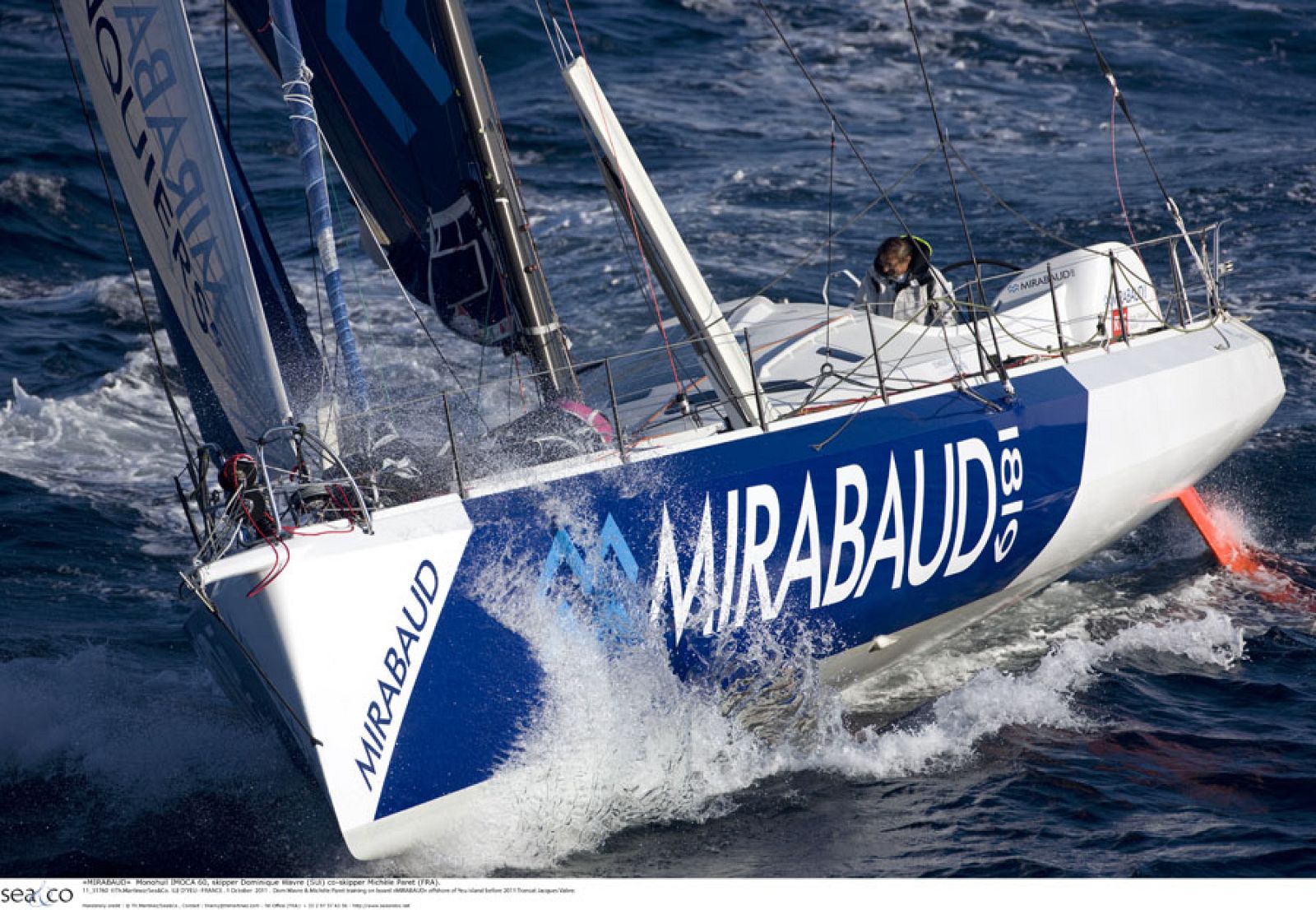 "MIRABAUD"  Monohull IMOCA 60, skipper Dominique Wavre (SUi) co-skipper MichÃ¿le Paret (FRA).