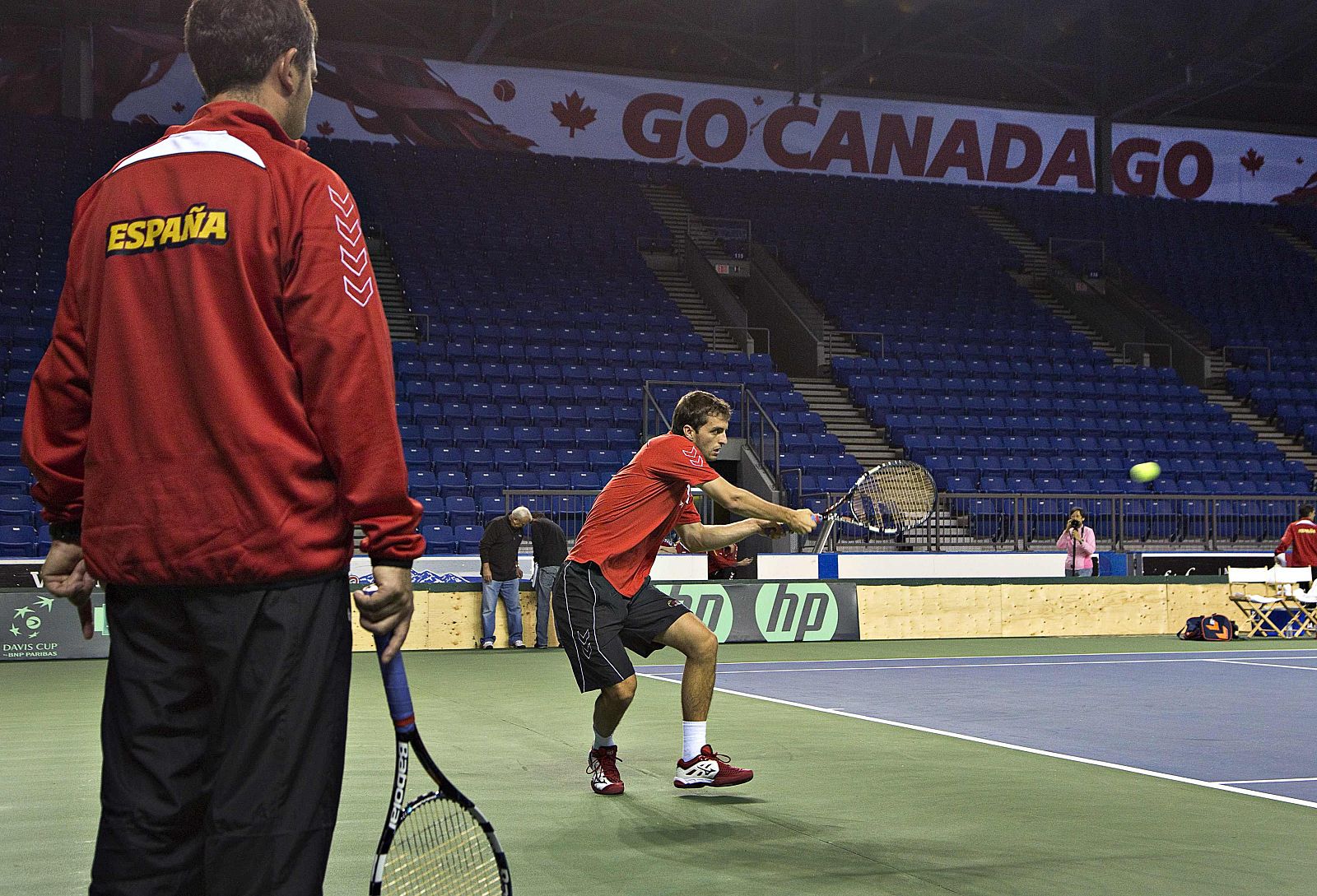 Spain's Davis Cup player Albert Ramos trains in Vancouver