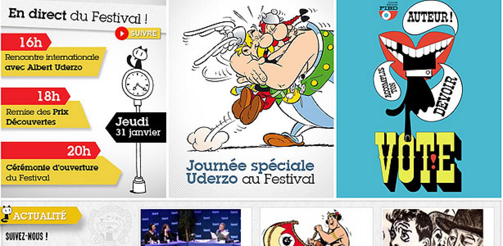 La página web del Festival Internacional del Cómic de Angoulema