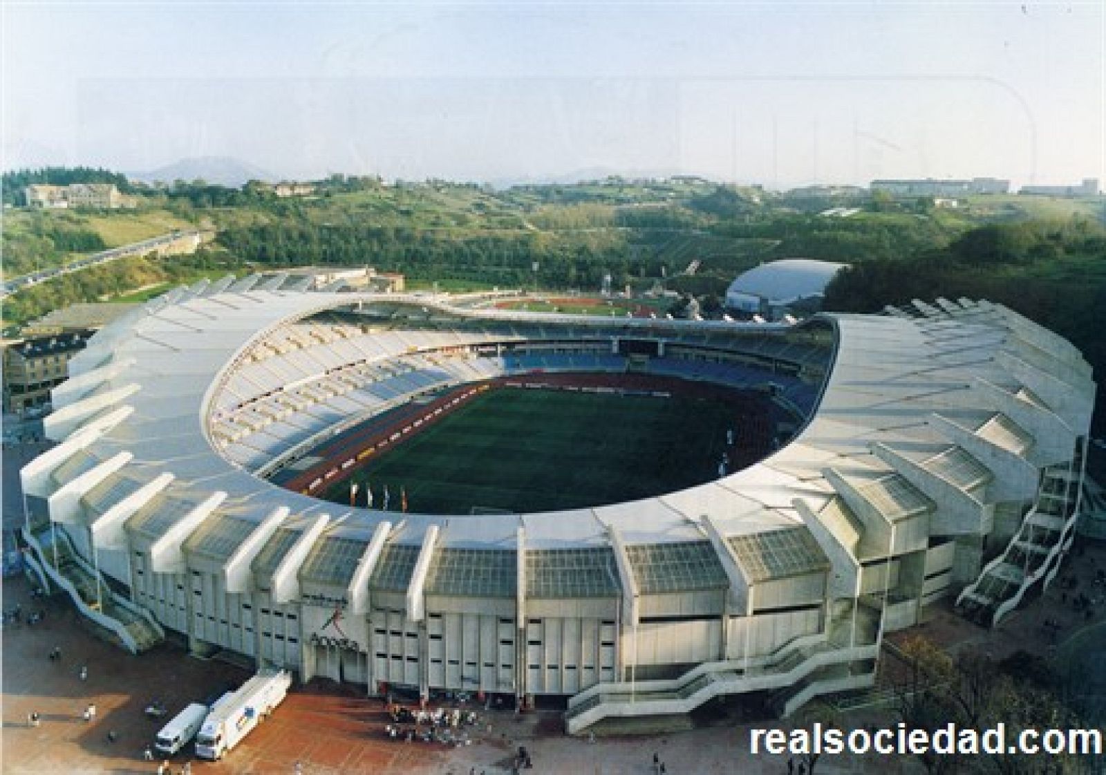 Vista aérea del estadio de Anoeta, sede de la Real Sociedad