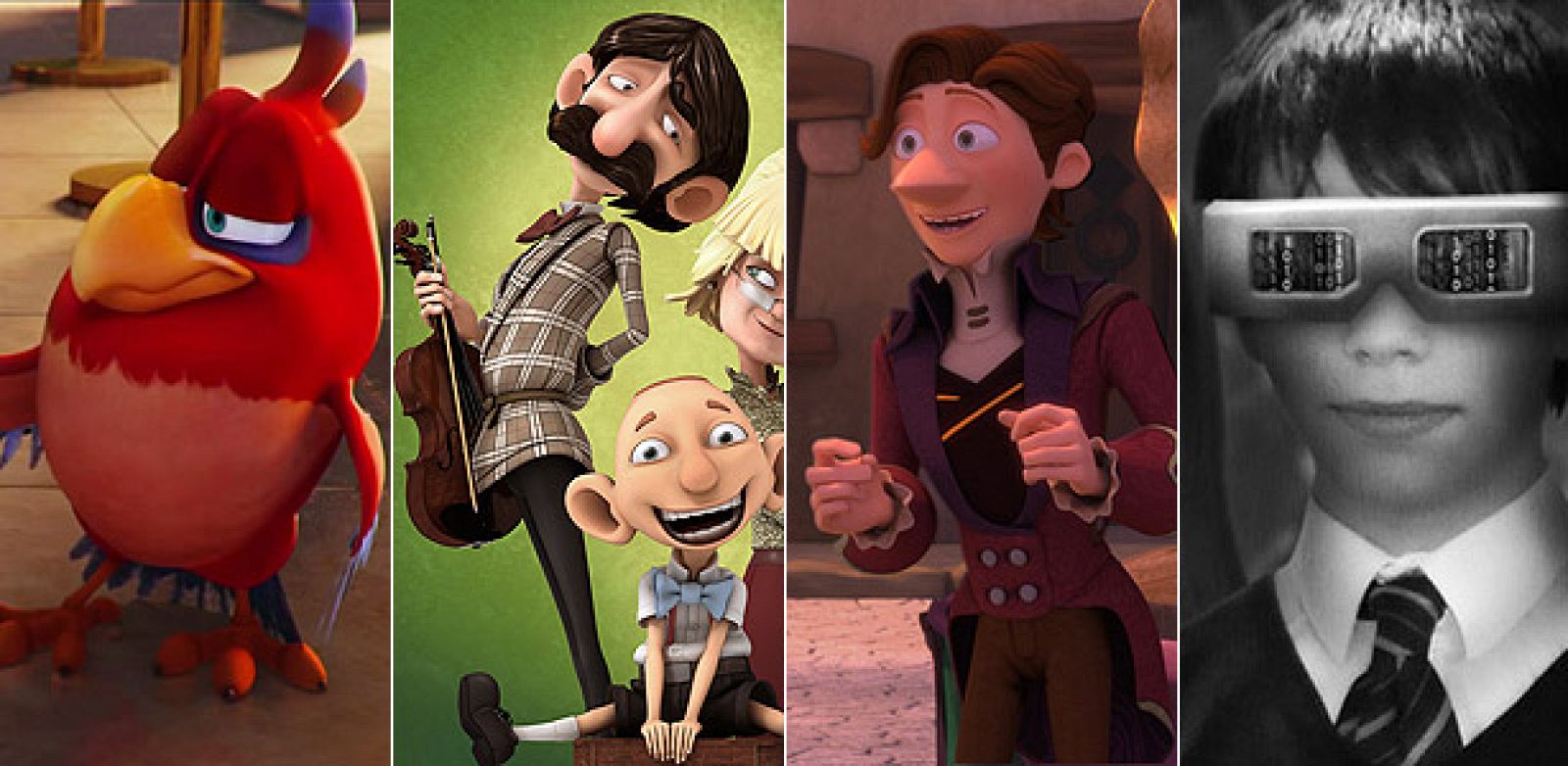 Fotogramas de los nominados al Goya al Mejor Corto de Animación: 'La mano de Nefertiti', 'Alfred y Anna', 'El vendedor de humo' y '¿Por qué se extinguieron los dinosaurios?'