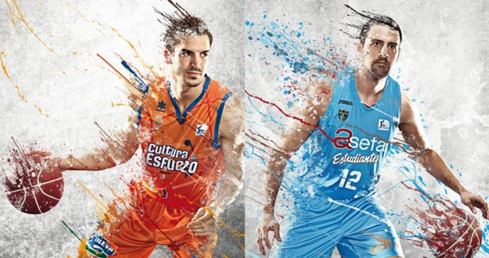 Pau Ribas (i) del Valencia Basket y Germán Gabriel del Asefa Estudiantes, combo