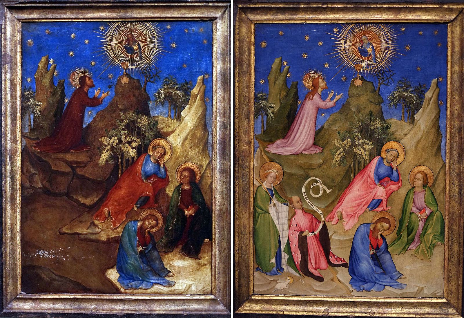 El antes y el después de la restauración de 'La Oración en el huerto'.