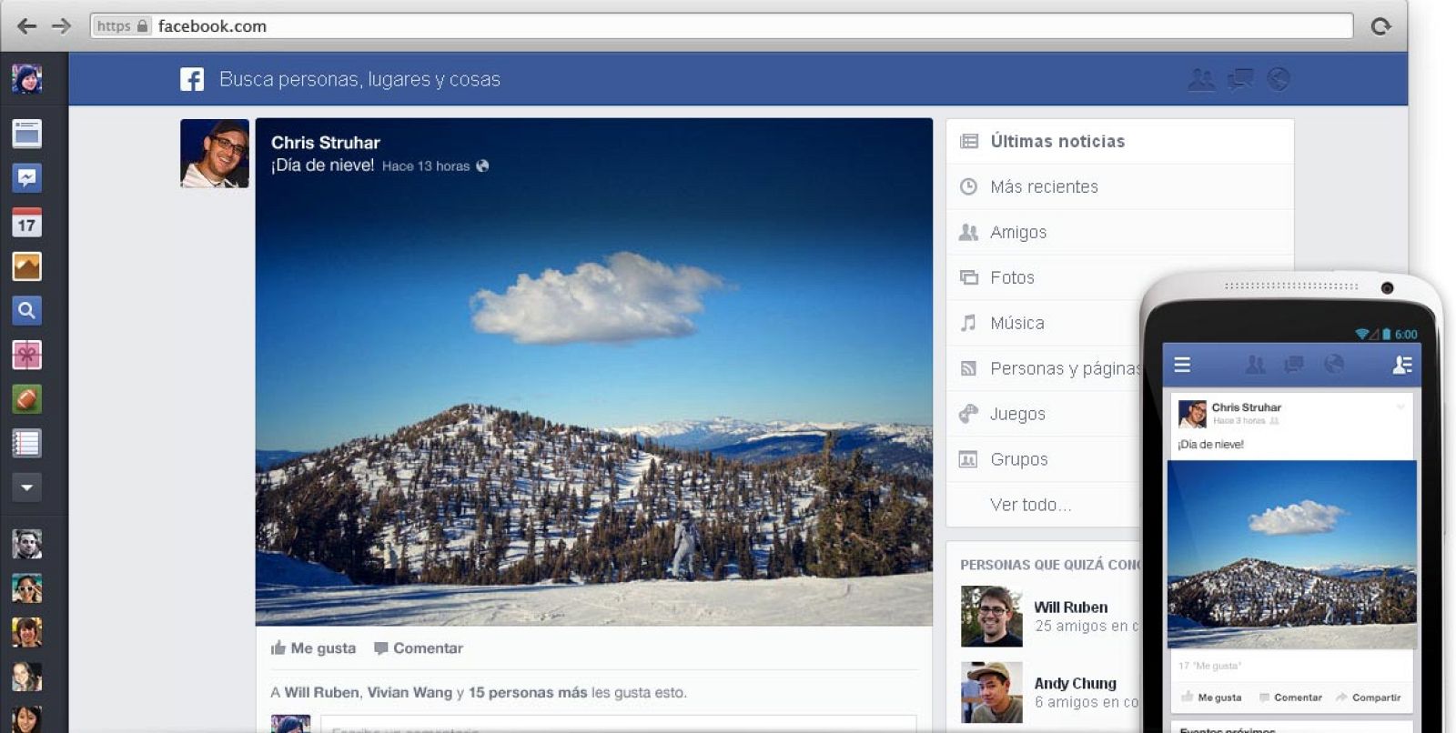 Nuevo diseño de Facebook 2013.