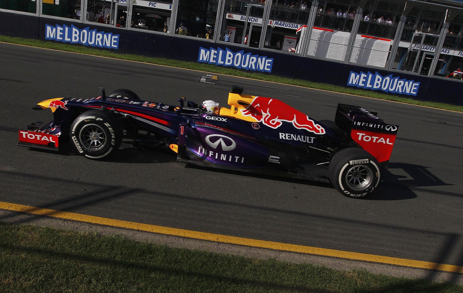 Red Bull Formula One driver Sebastian Vettel of Germany drives during the second practice session of the Australian F1 Grand Prix at the Albert Park circuit in Melbourne