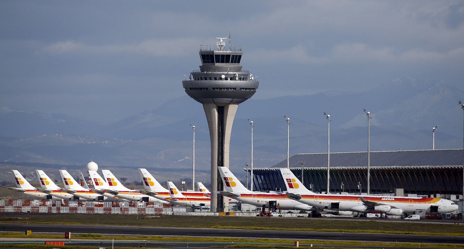 Iberia passenger aeroplanes are parked on fifth day of  an Iberia workers strike in Madrid