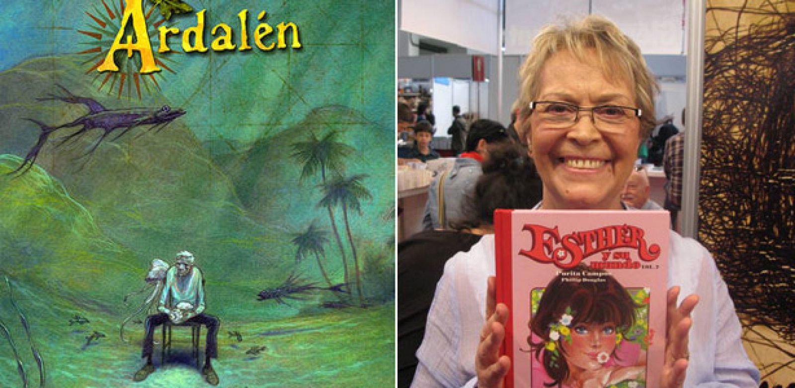 Fragmento de la portada de 'Ardalén', de MIguelnaxo Prado' y Pura Campos con un ejemplar de su creación más conocida, 'Esther y su mundo'