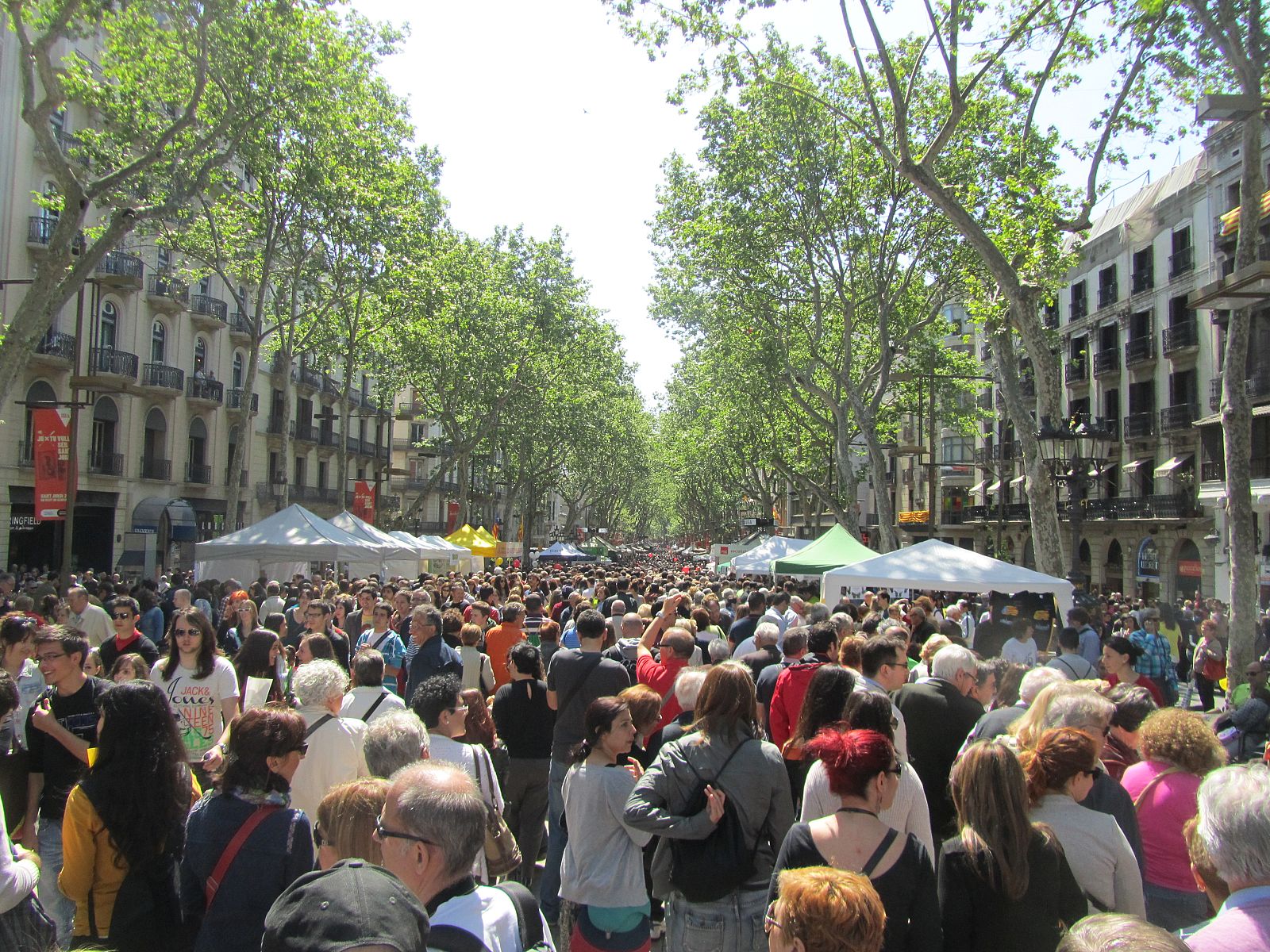 img 1799  Las Ramblas, el corazón de Sant Jordi, invadido por la marea humana