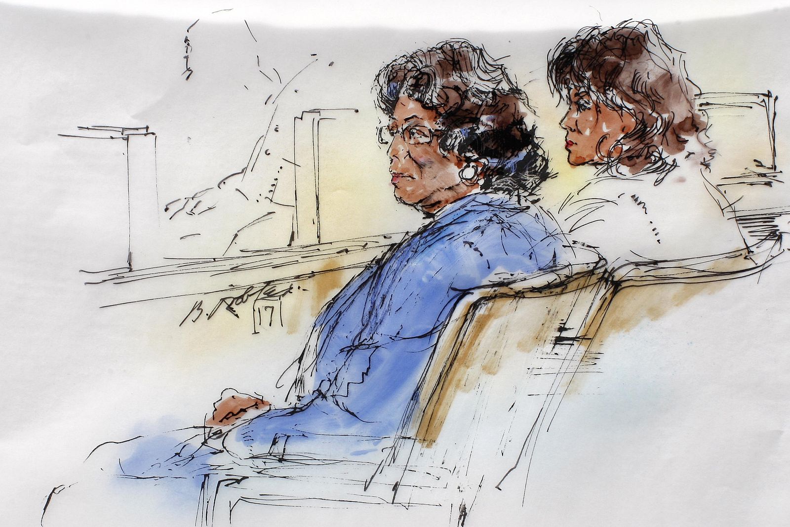 Courtroom sketch of Katherine Jackson and Rebbie Jackson in Los Angeles