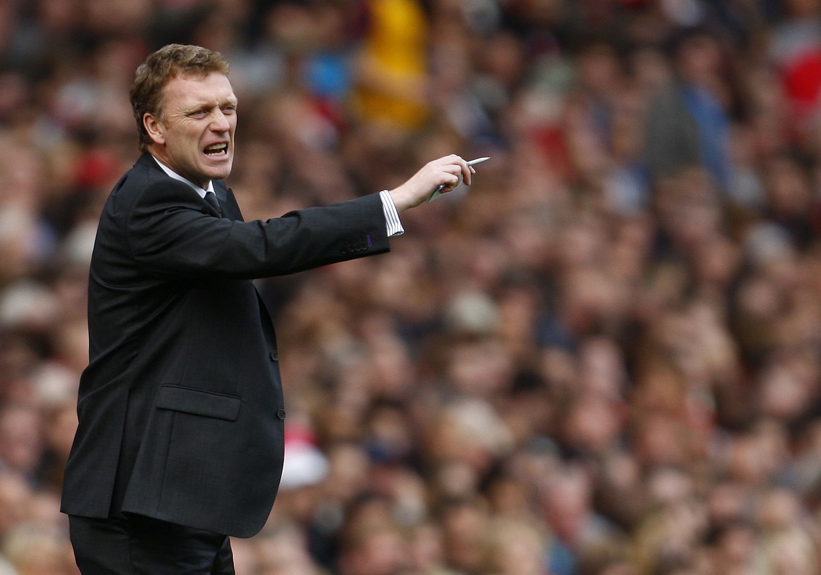 File photo of Everton manager David Moyes gesturing during their English Premier League soccer match in London
