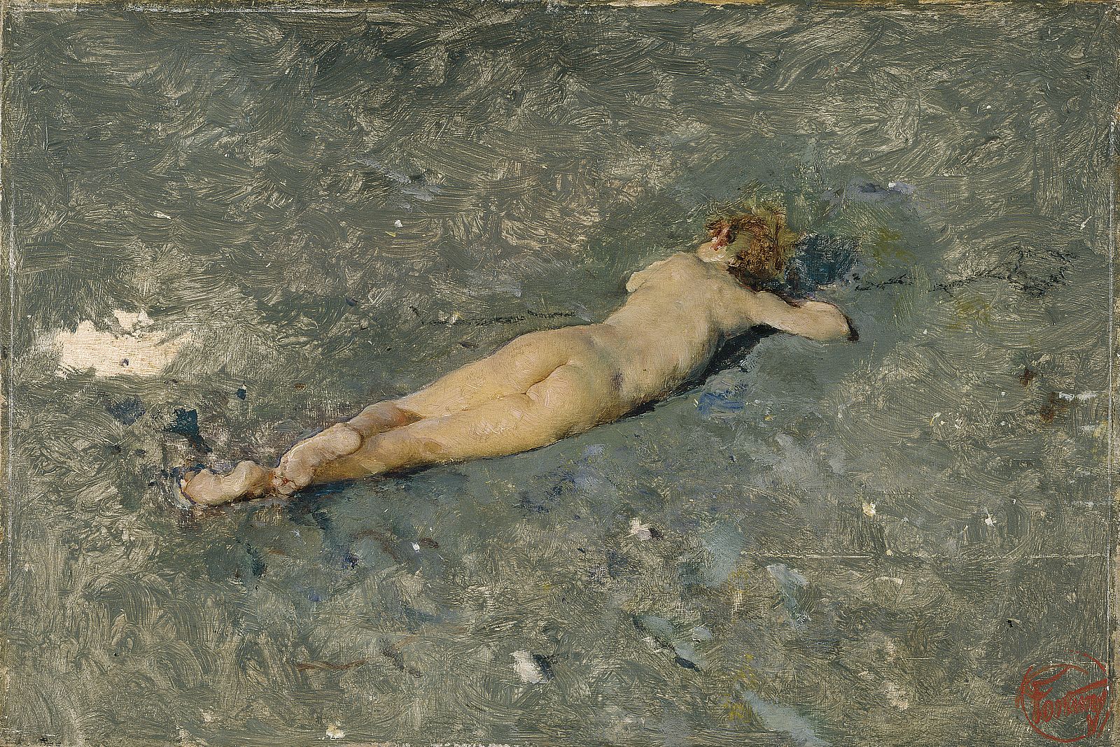 11 . Desnudo en la playa de Portici Mariano Fortuny Óleo sobre tabla, 13 x 19 cm 1874 Madrid, Museo Nacional del Prado