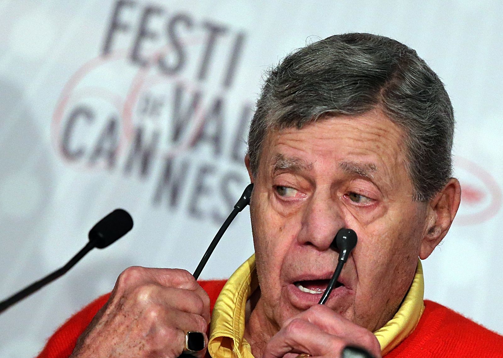 El actor Jerry Lewis durane su rueda de prensa de presentación de 'Max Rose' en Cannes, este jueves.