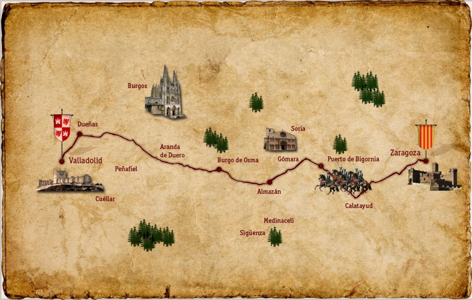 Recorrido de Fernando de Aragón a Castilla para encontrarse con Isabel