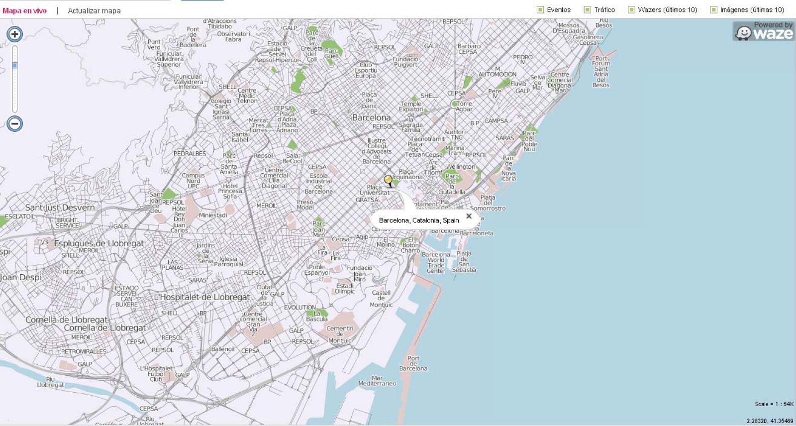 Mapa de Barcelona de Waze