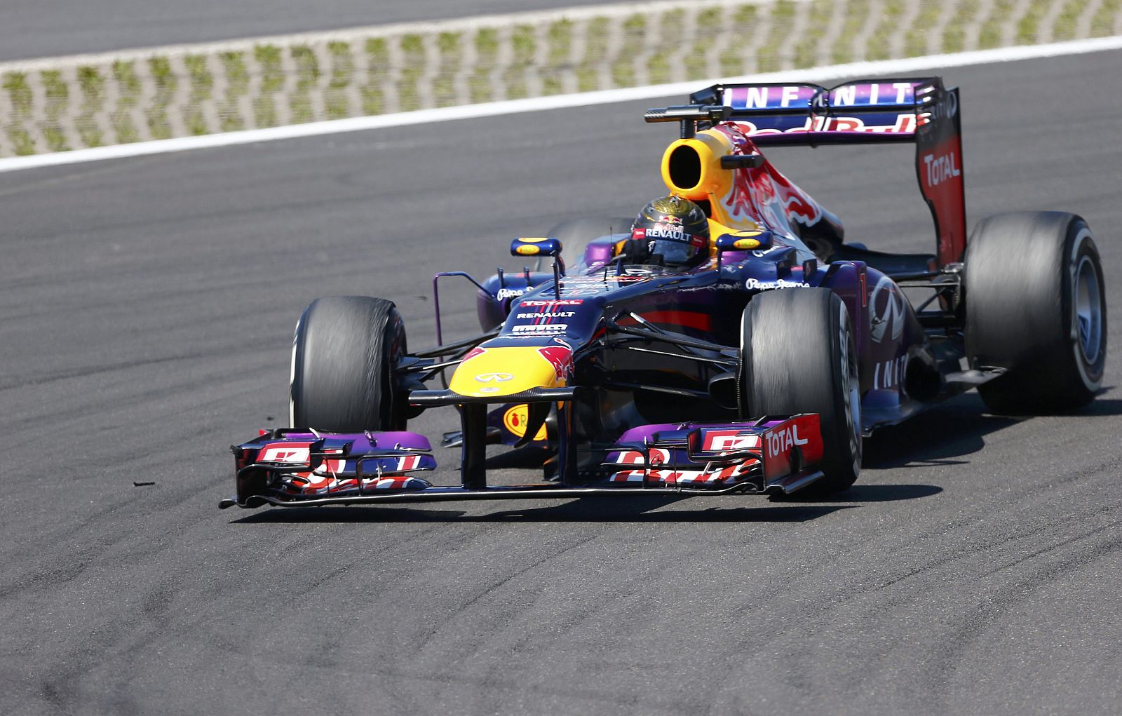 Red Bull Formula One driver Vettel takes a corner during the German F1 Grand Prix at Nuerburgring