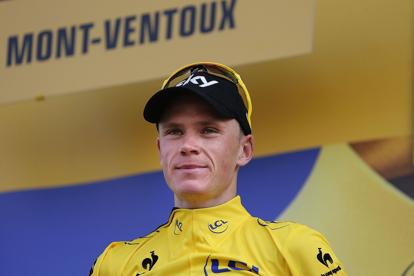Chris Froome, en el podio del Tour