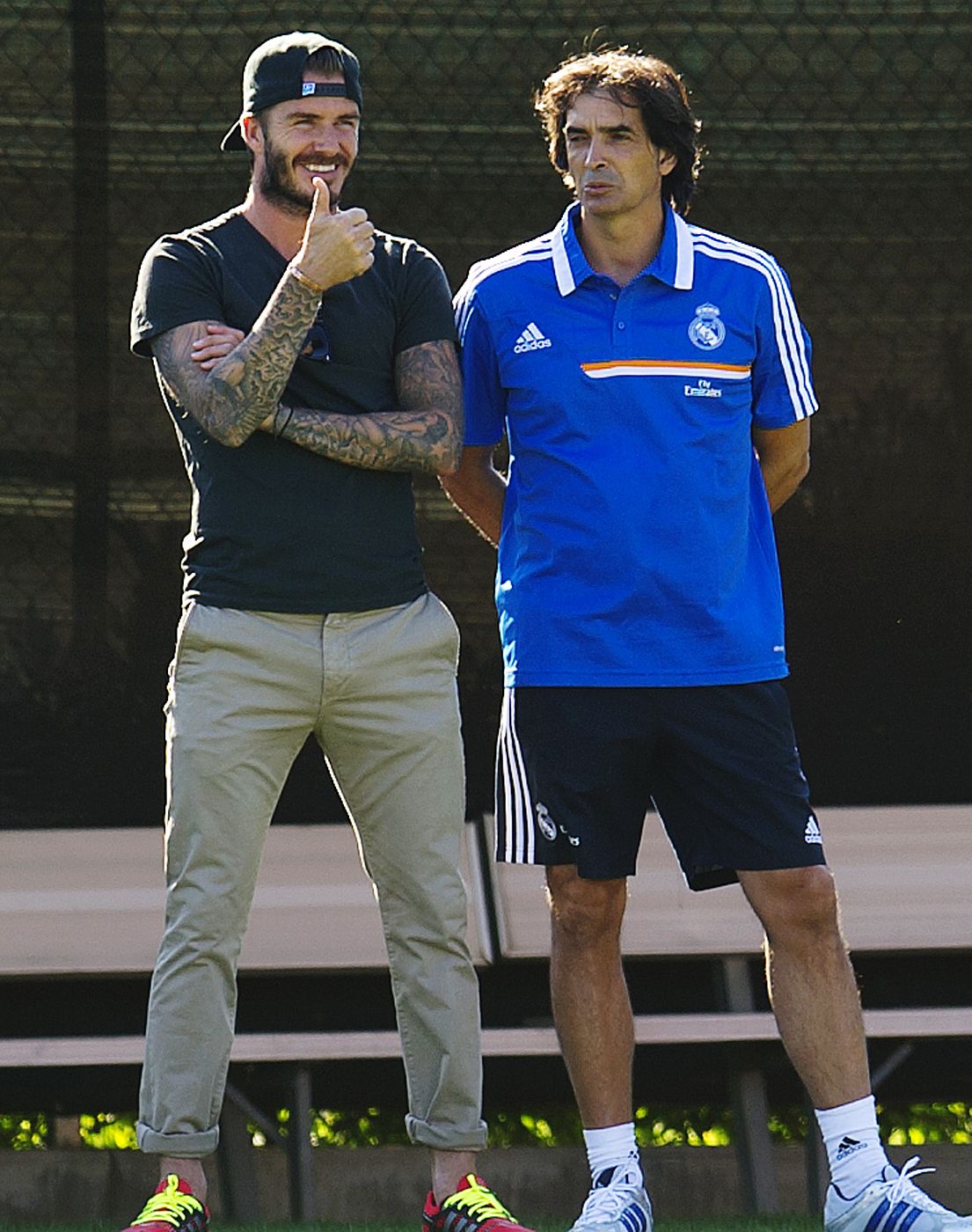 David Beckham asiste al entrenamiento de su exequipo, el Real Madrid, en Los Ángeles.