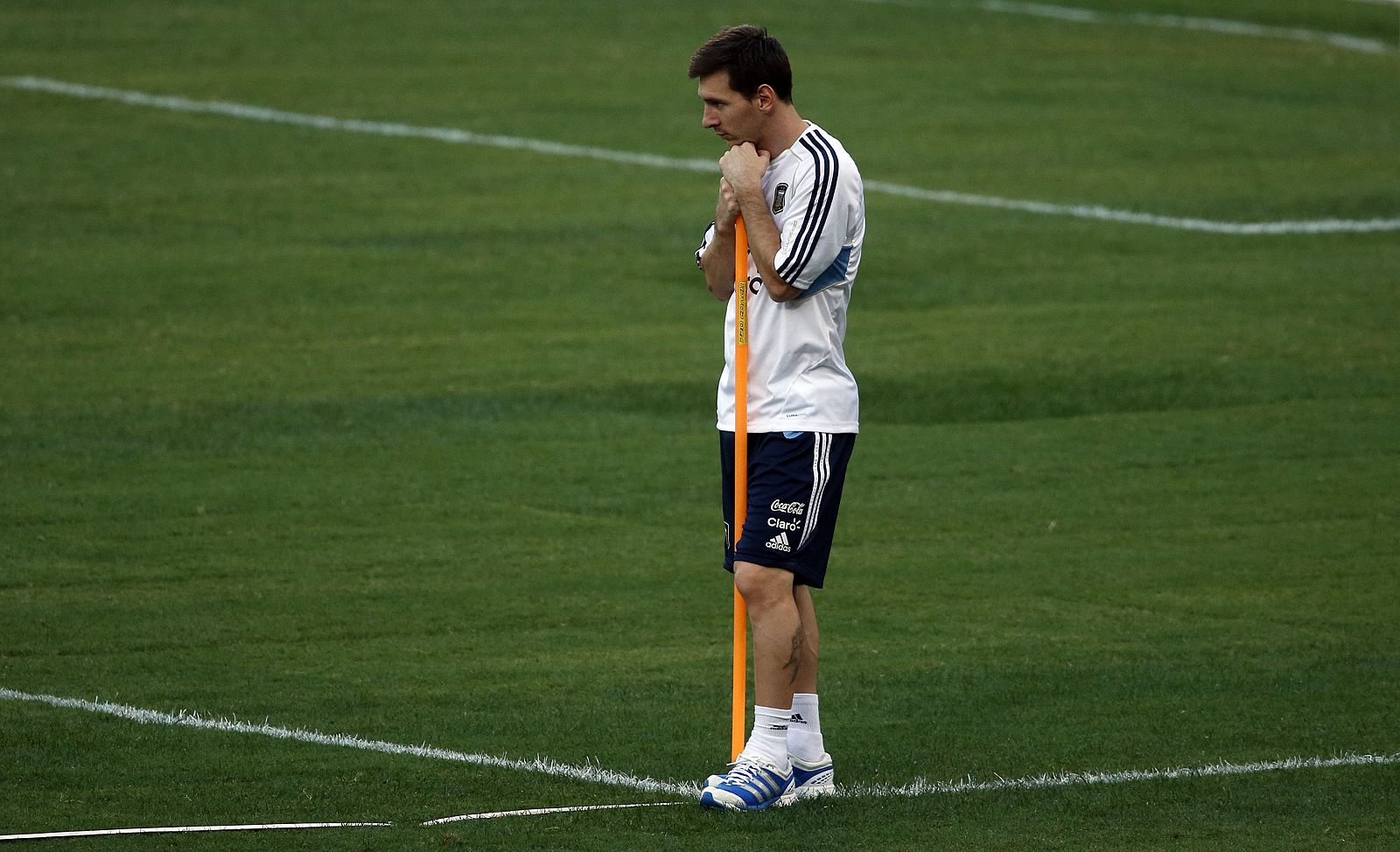 Argentina's Lionel Messi attends a soccer training session at Olympic stadium in Rome
