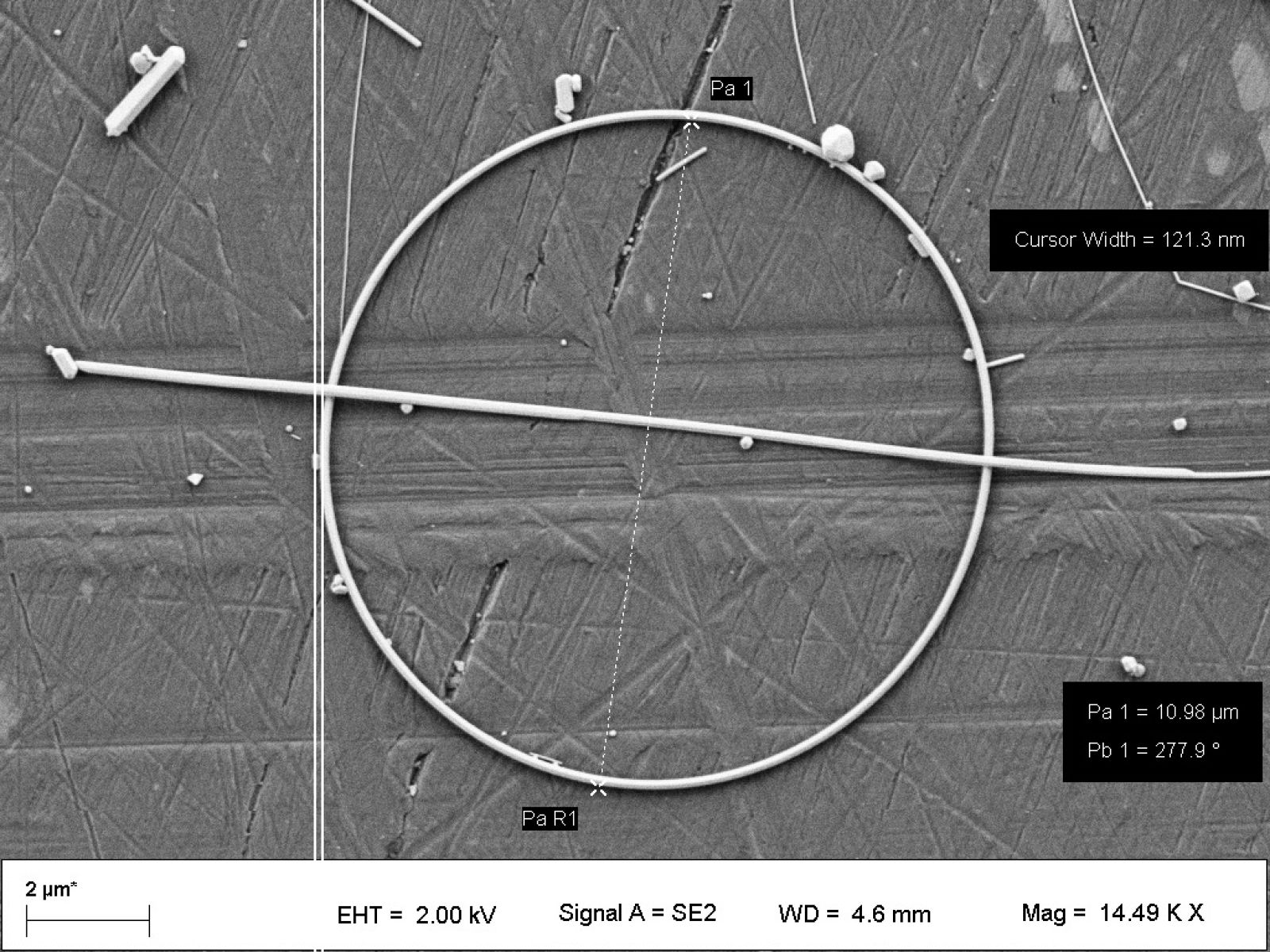 Nanoanillo de plata visto en el microscopio electrónico.