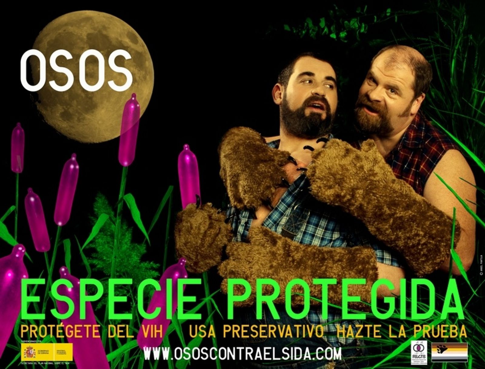 Cartel de la campaña de prevención del sida entre el colectivo gay de "osos"