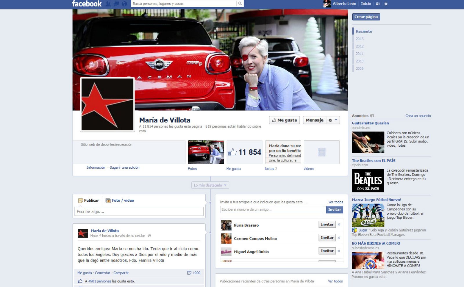 Comunicado publicado en Facebook por la familia.