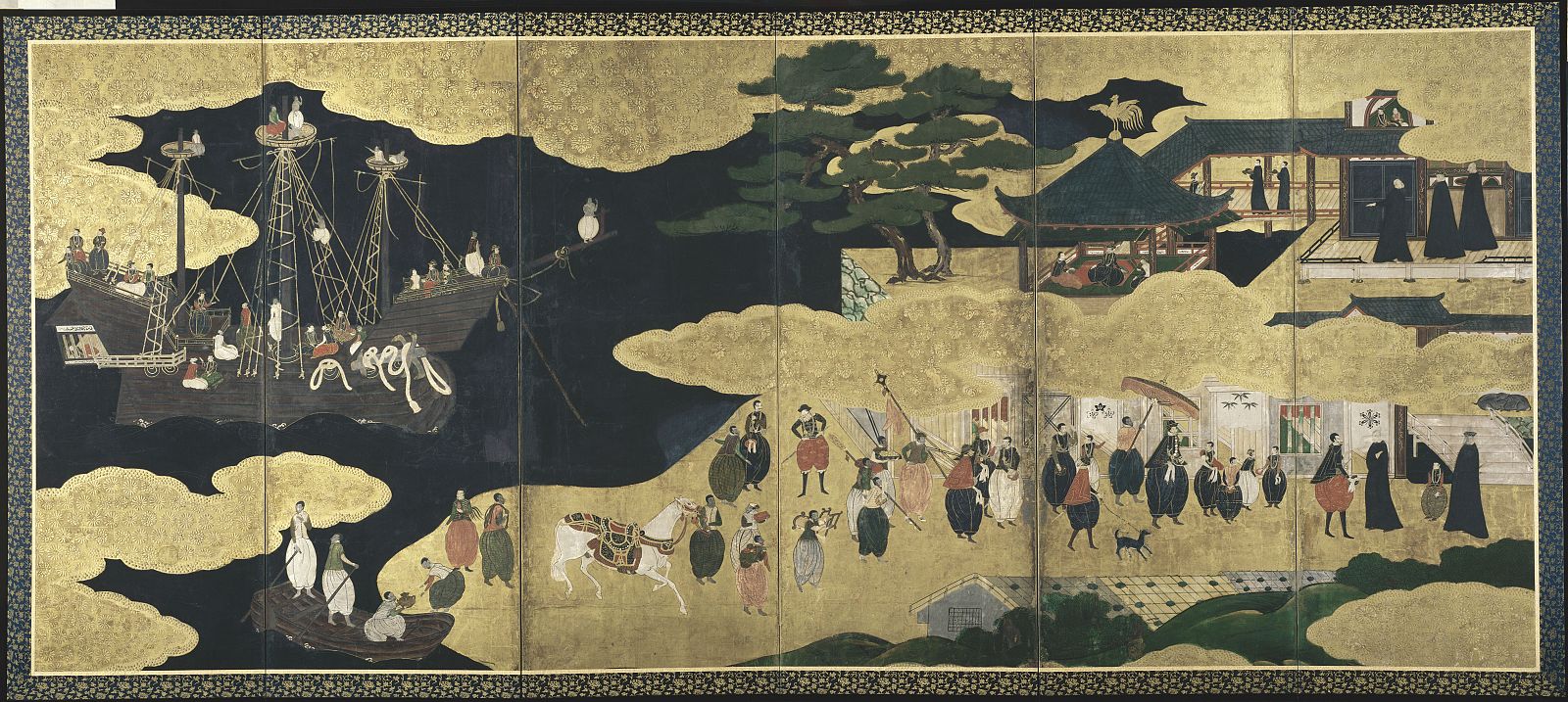 Biombo de los portugueses. S. XVII. Musée national des arts asiatiques Guimet. © RMN-Grand Palais (musée Guimet, Paris) / Daniel Arnaudet