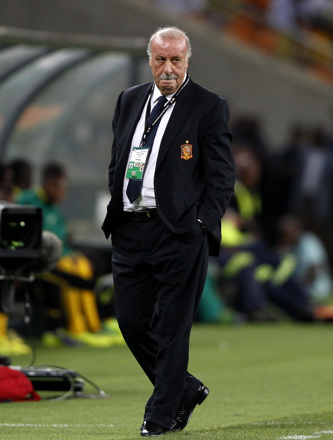 Imagen de Vicente del Bosque durante el partido en el Soccer City de Johannesburgo.